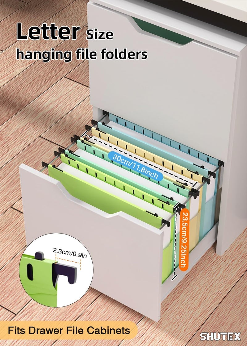 SHUTEX Extra Capacity Plastic Hanging File Folders,12 Pack Reinforced Hang Folder,Heavy Duty 2 Inch Expansion,Filing Cabinet Folders Letter Size for Bulk Files/Medical Charts (Morandi Colors) - Image 2